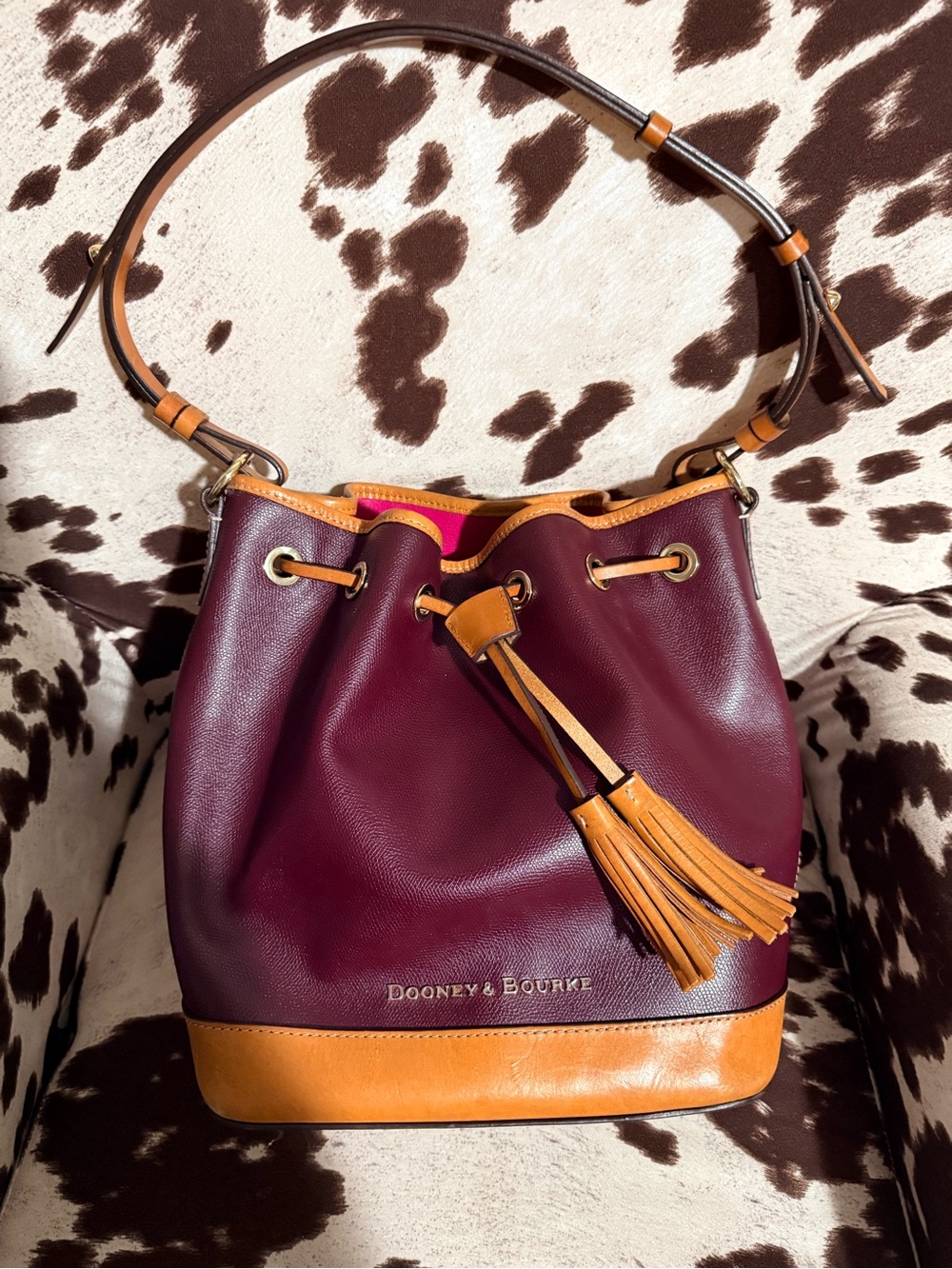 Like New! Dooney and Bourke Claremont Drawstring Bucket- Bordeaux